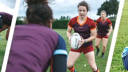 a selection of images of women playing rugby