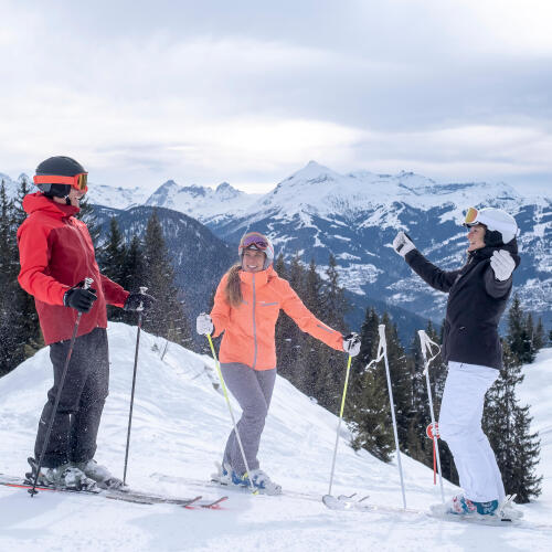 friends on a ski hill