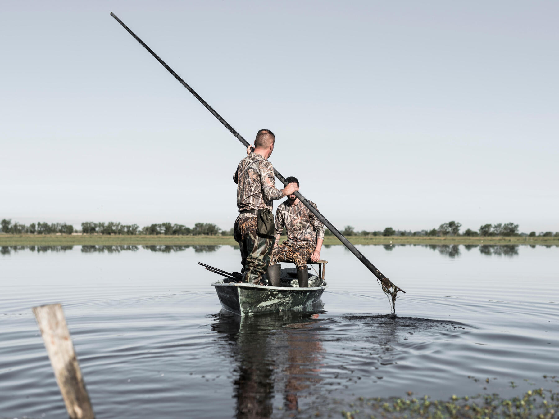 Duck hunting by boat