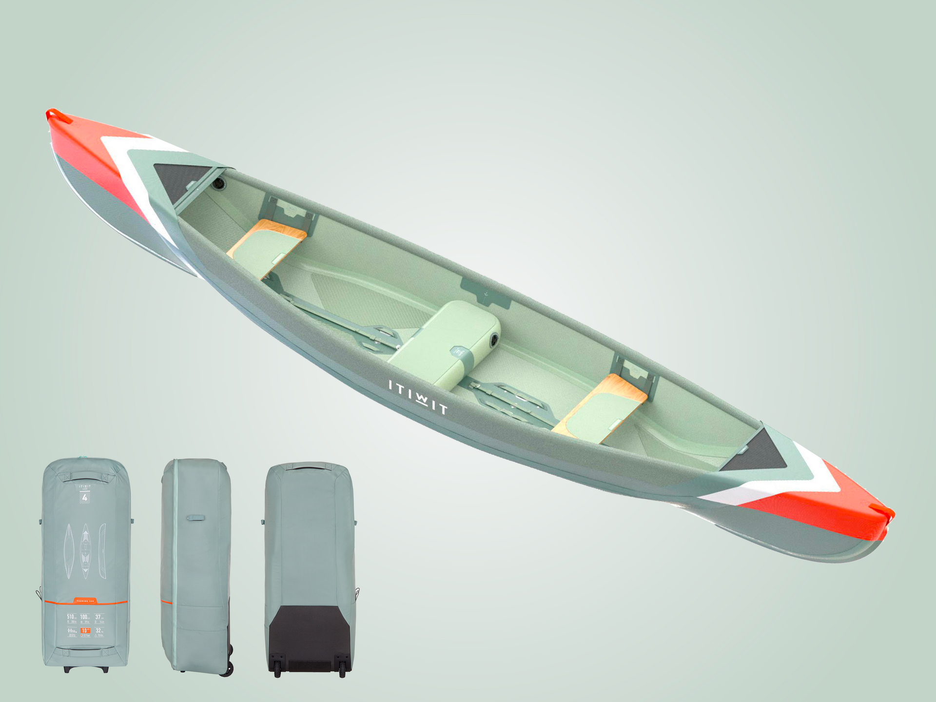 canoe kayak gonflable itiwit et sa valise de rangement
