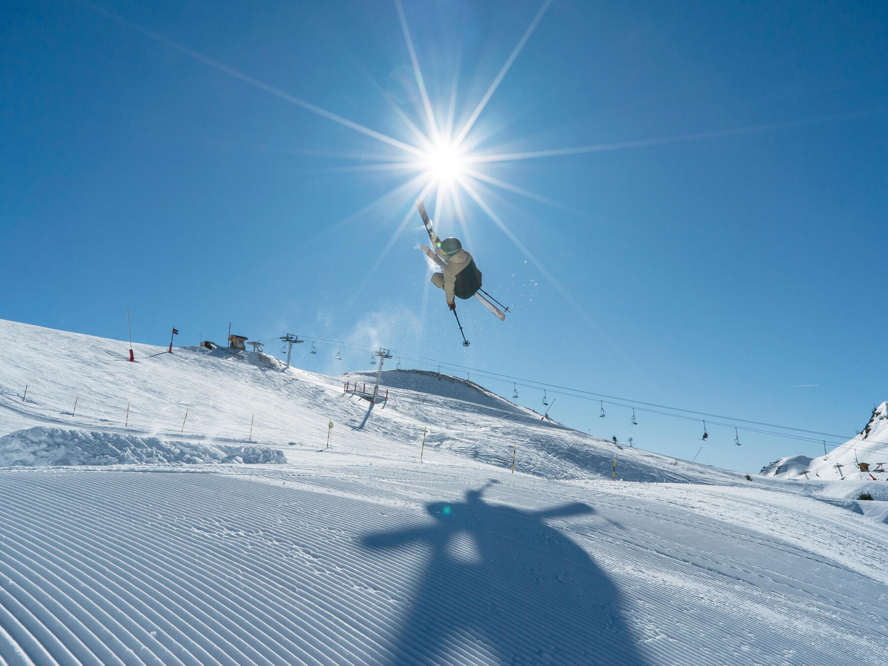 Skiing spring snow well