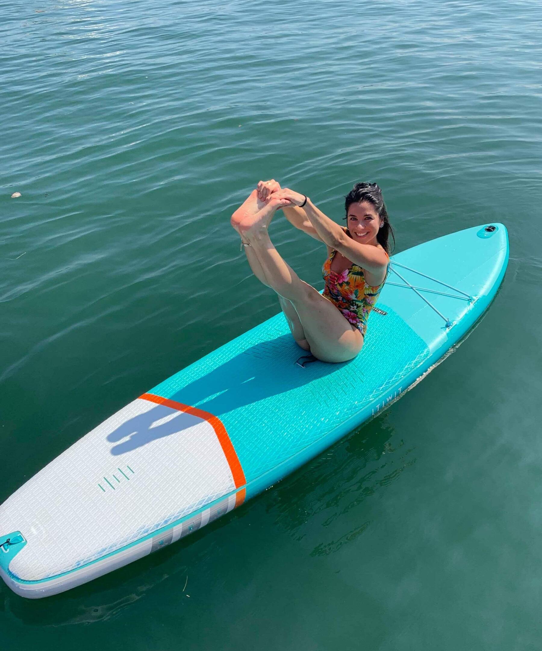 pilates on inflatable SUP