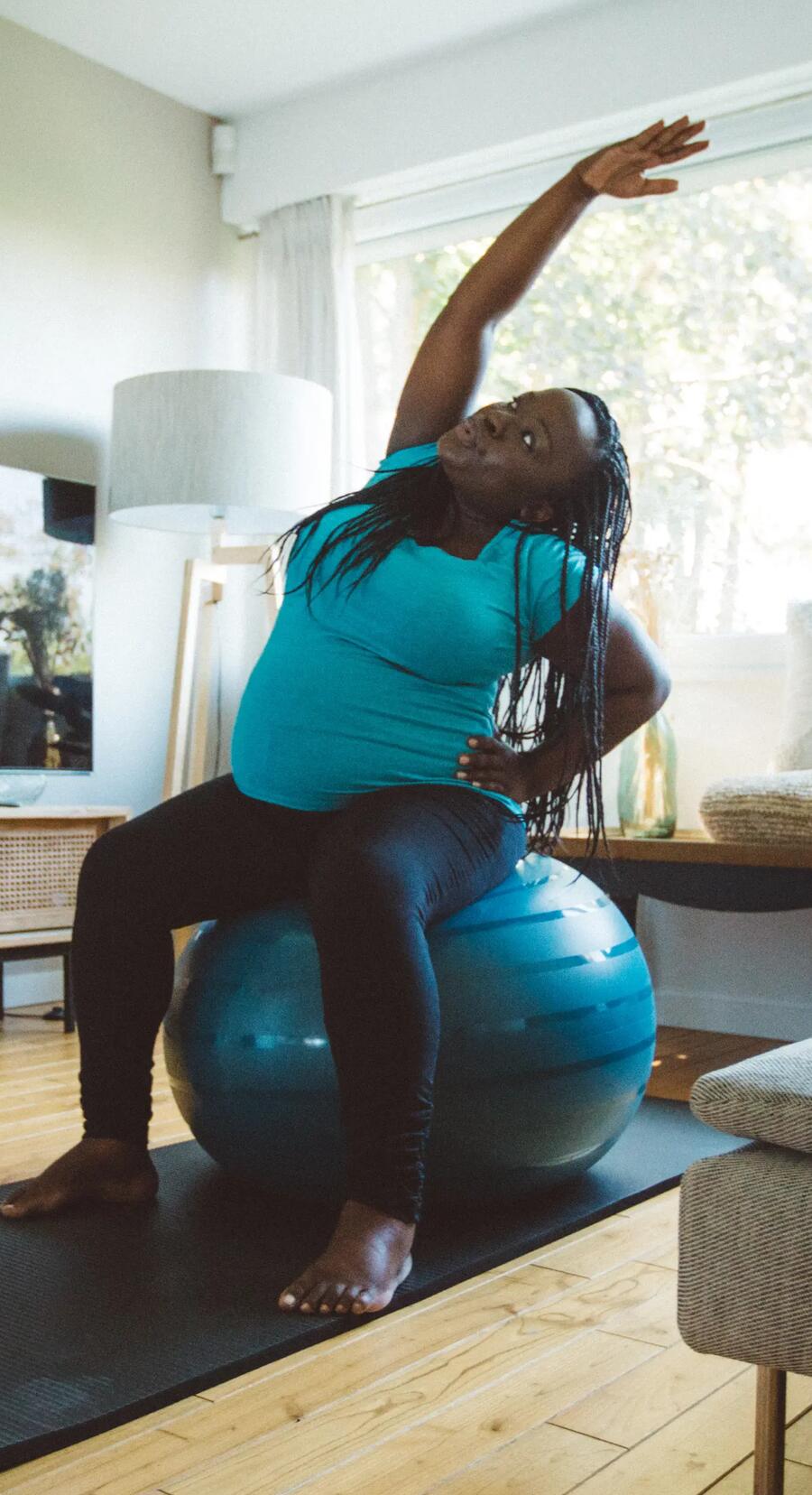 Picture of a woman excersing on a fitness ball