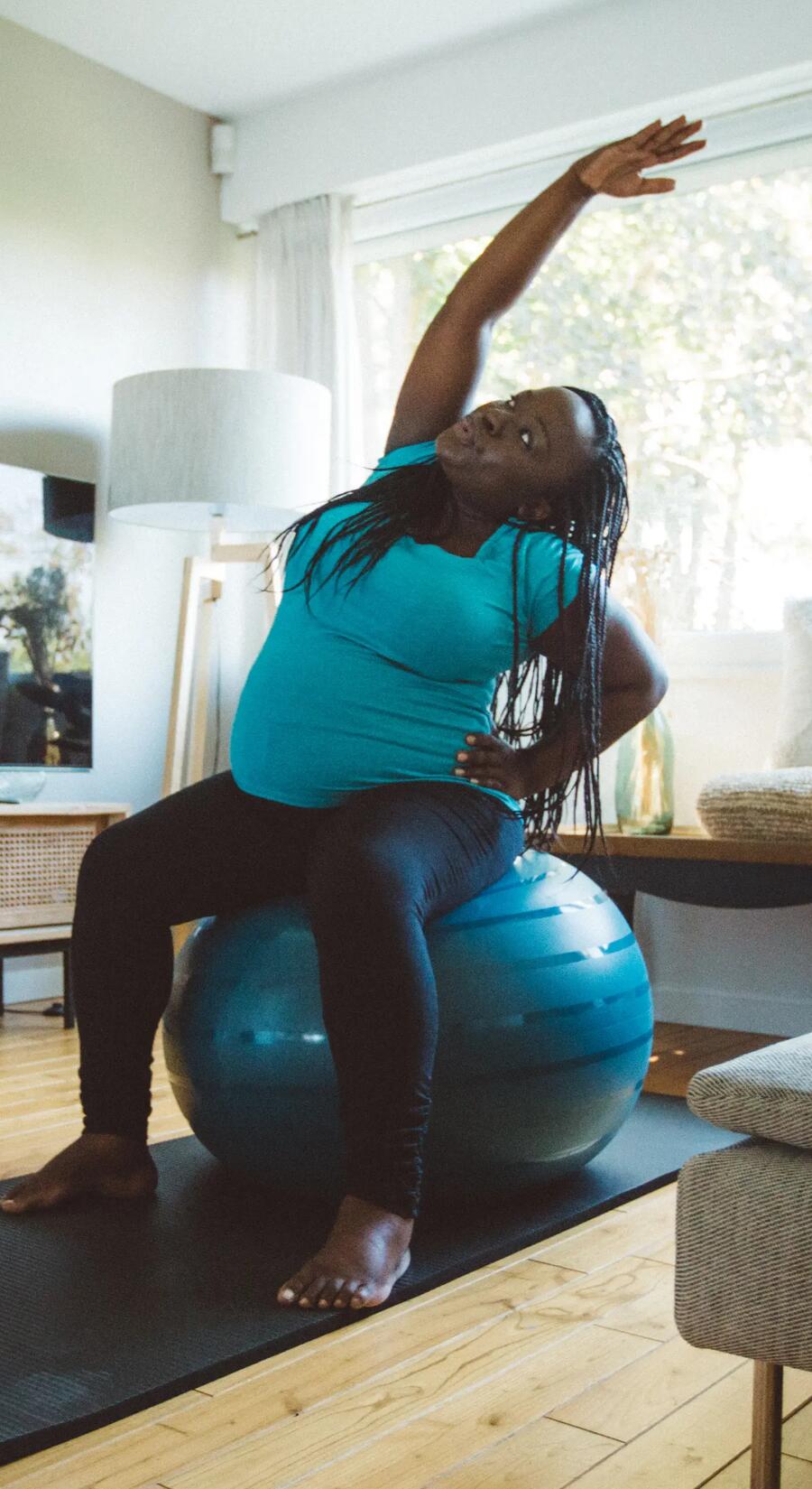 Picture of a woman excersing on a fitness ball