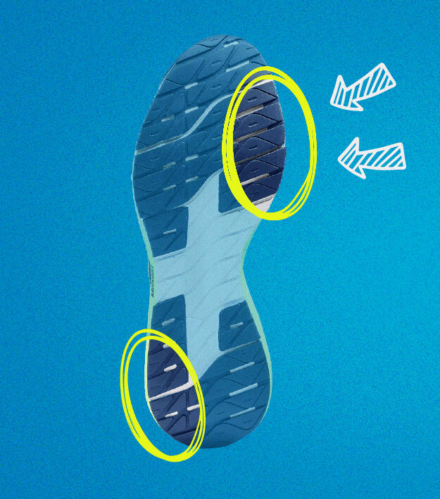 Semelles de chaussures de running d'un coureur pronateur