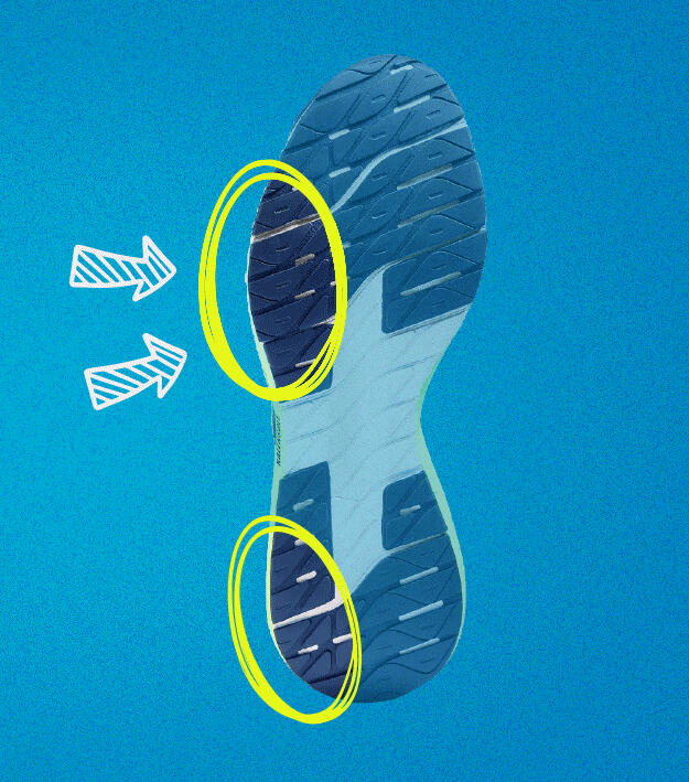 Giày chạy bộ cho chân lệch ngoài điểm nhấn lực rơi vào gót chân và phía bàn chân của ngón chân út
