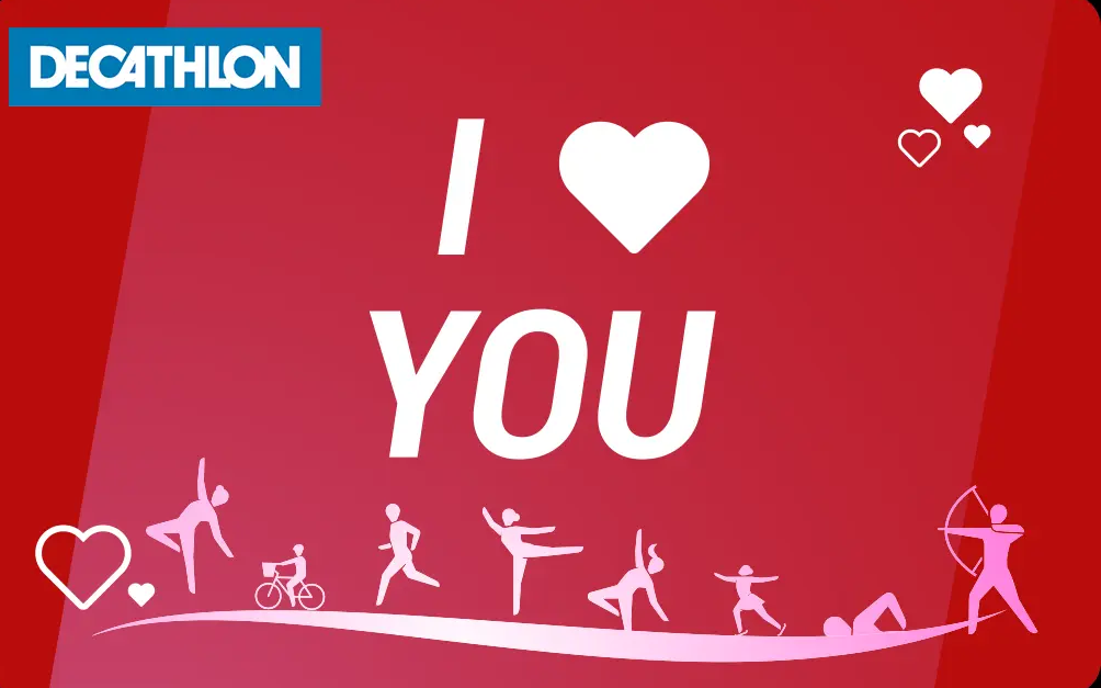 Geschenkgutschein von Decathlon an Valentinstag verschenken