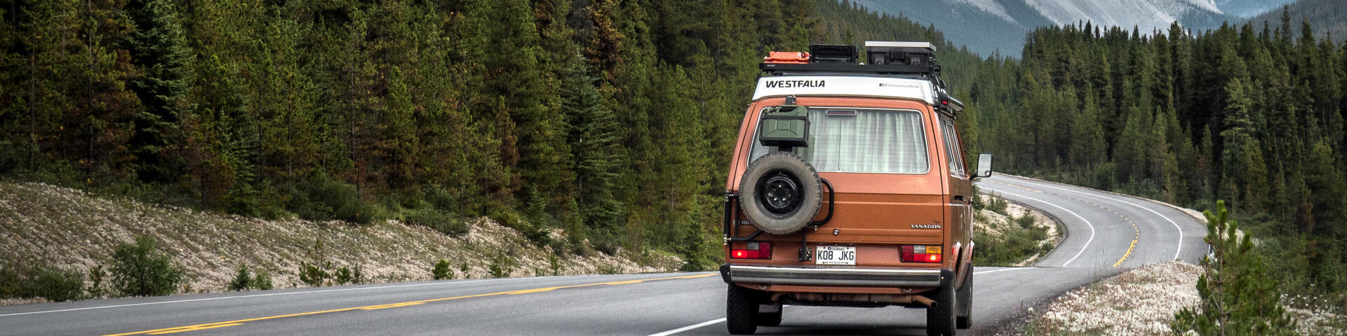 westfalia on the trans canadian highway in the rockies