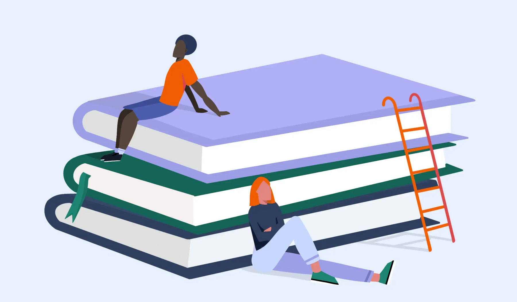 Picto que mostra 2 pessoas sobre livros