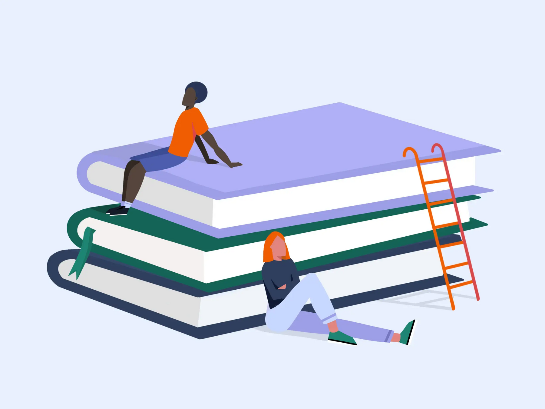 Illustration of people sitting on book