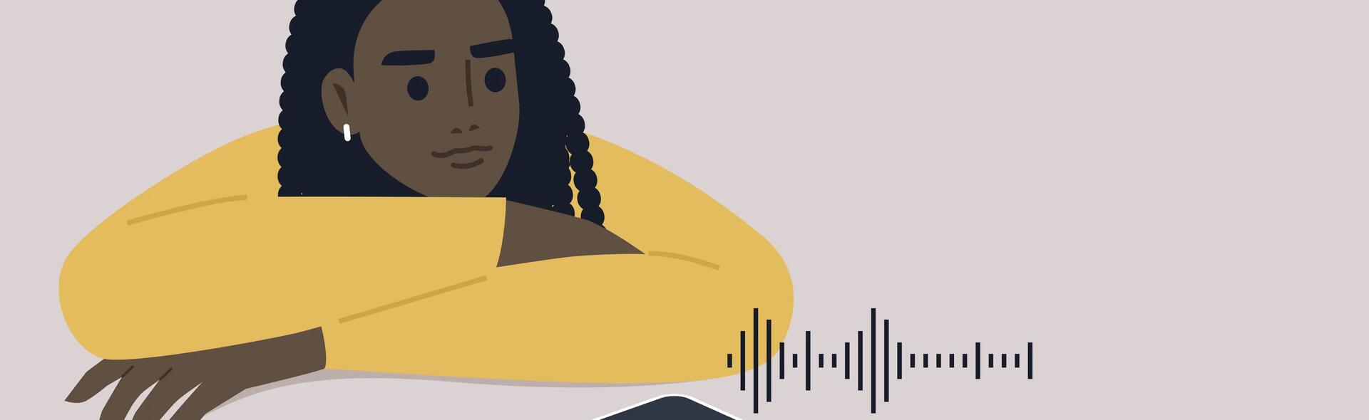 Ilustration femme écoutant un podcast