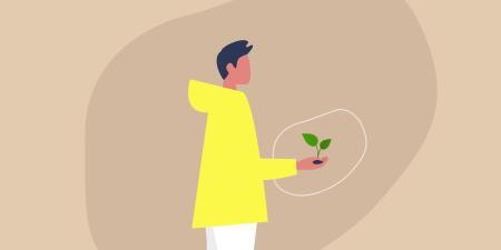 Illustration d'un homme tenant une plante