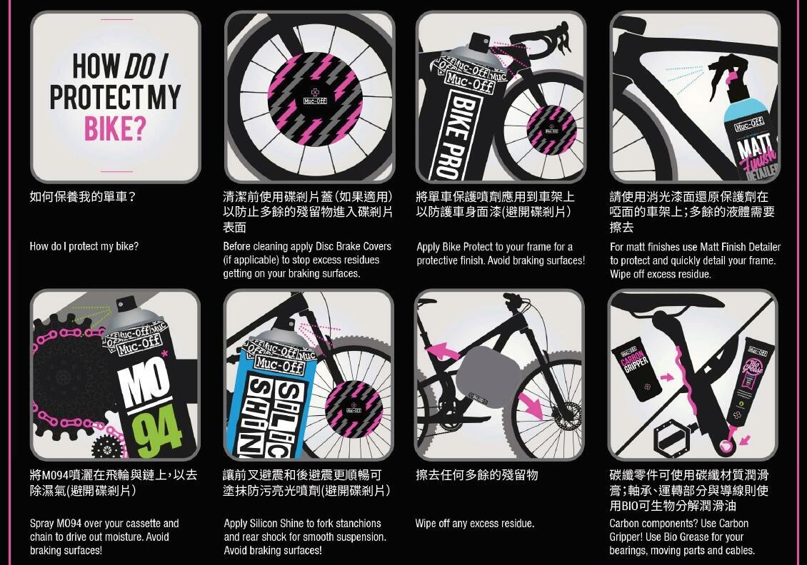 使用MUC-OFF保護噴劑來清潔你的單車