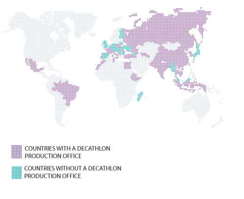 Map of the production countries Decathlon