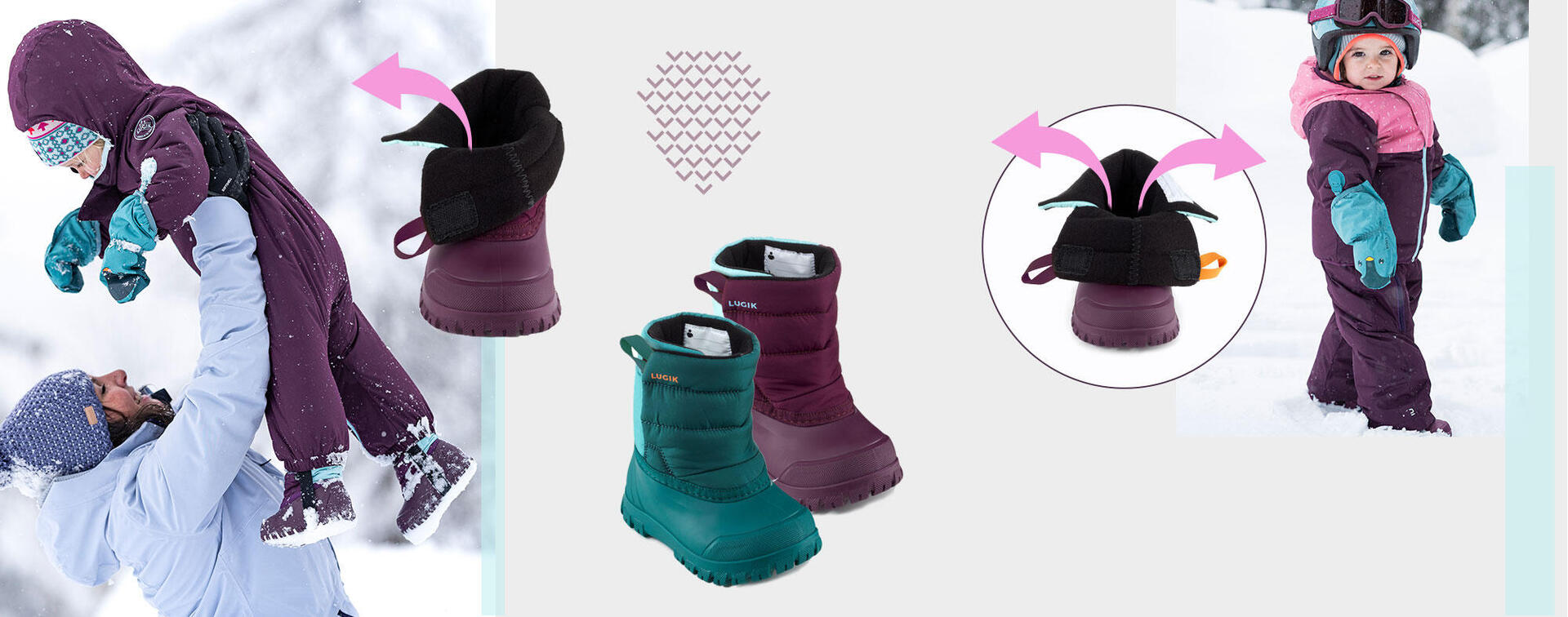 Baby snow boots, baby après ski WARM turquoise