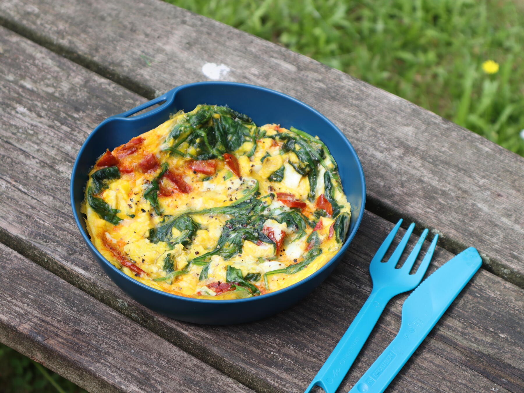 Spinach chorizo omelette