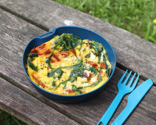 recette camping : omelette aux épinards et chorizo