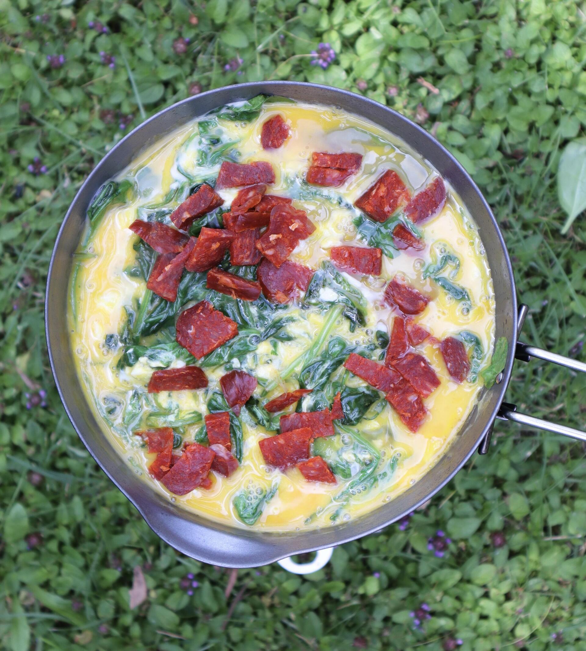 omelette aux épinards et chorizo