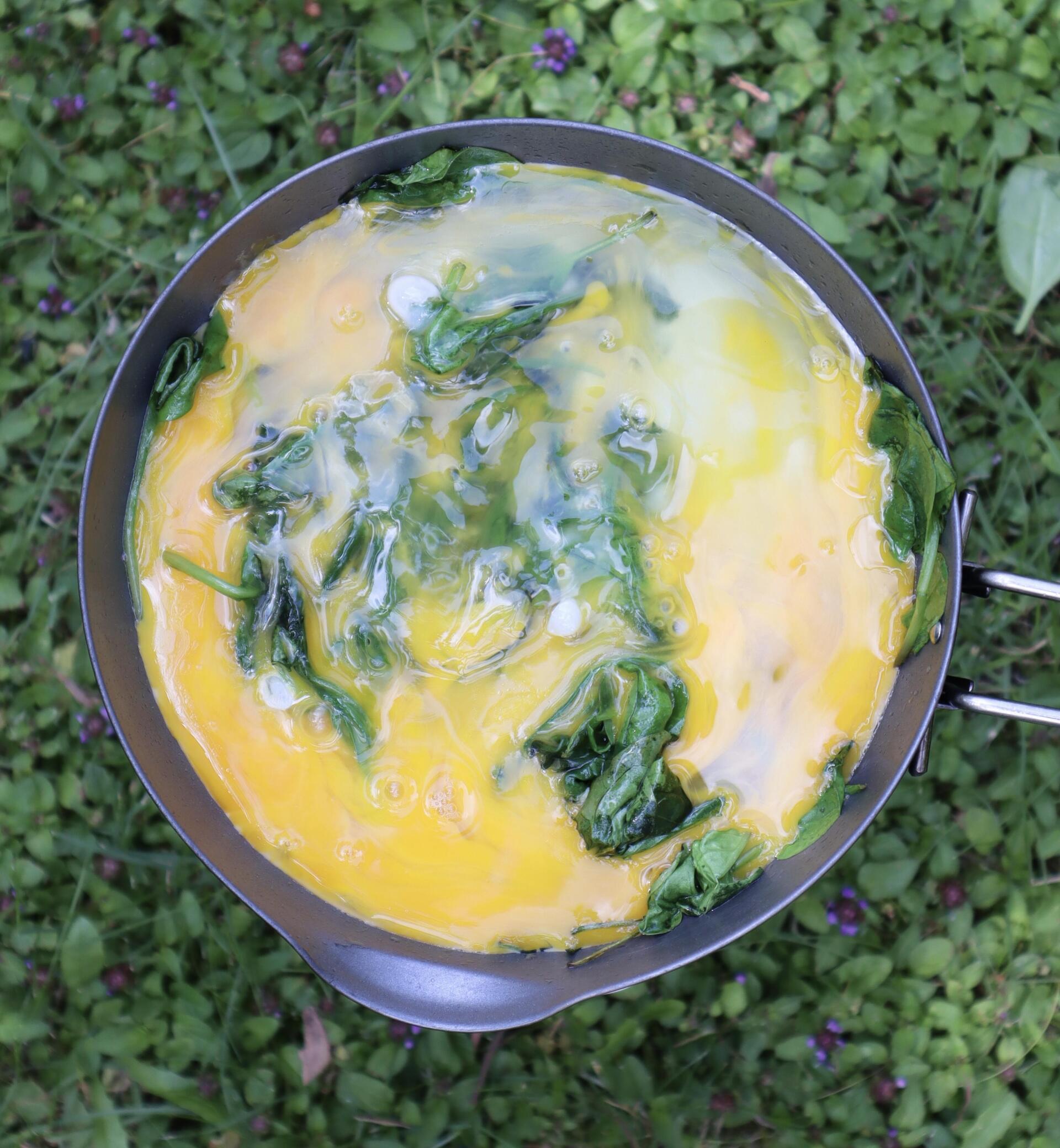 Spinach chorizo omelette