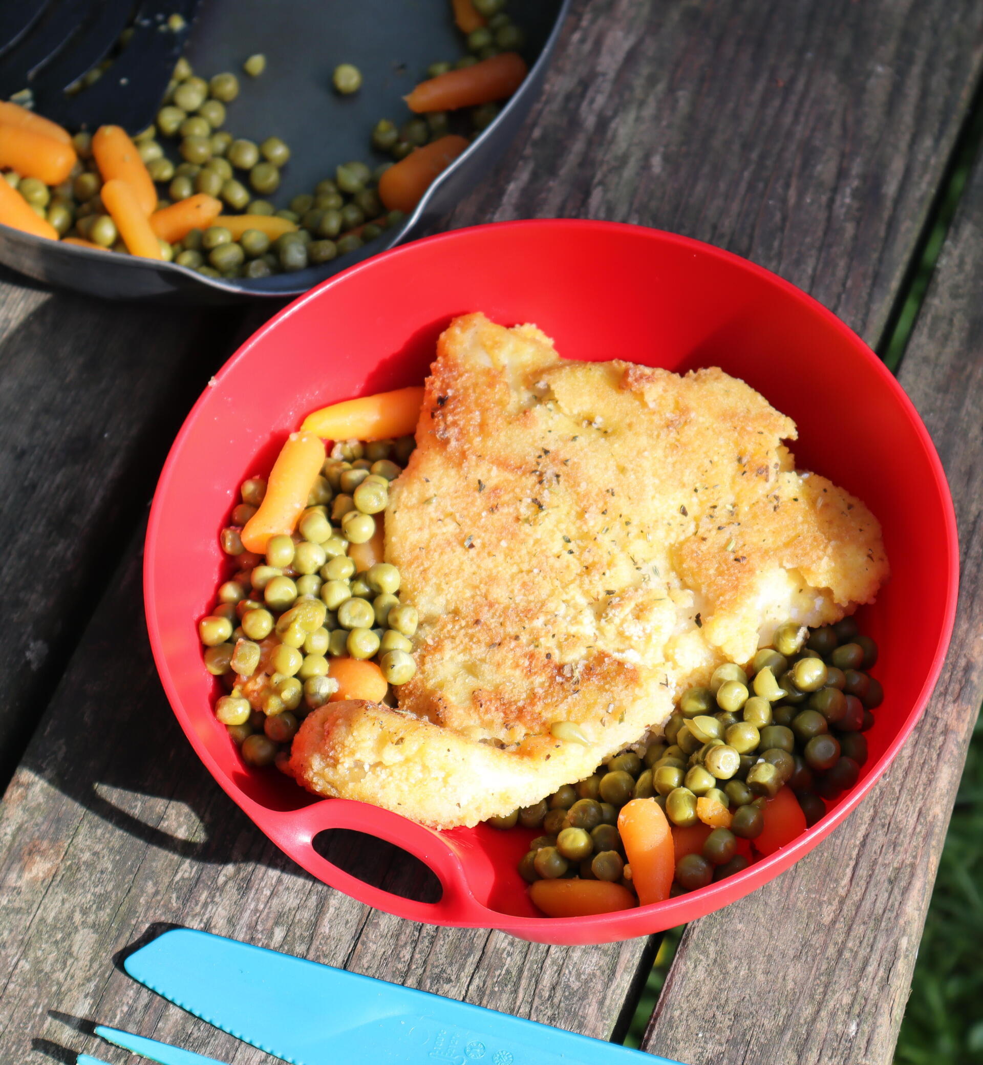 poisson pane et petits pois carottes