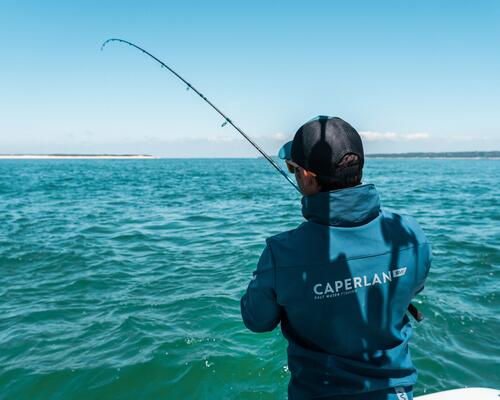 Man fishing at sea