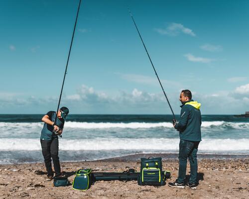 Two men fishing at sea