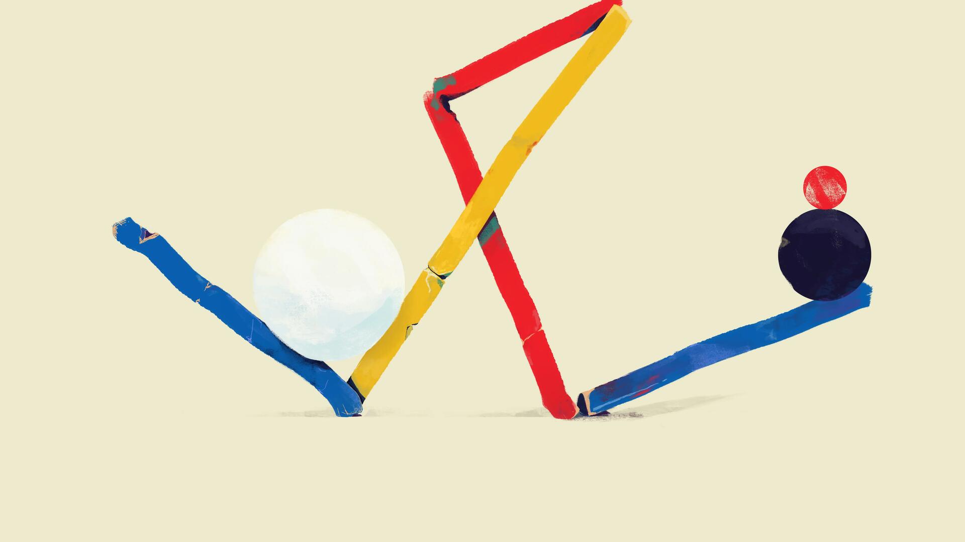 Illustration de boules et de bâtons colorés