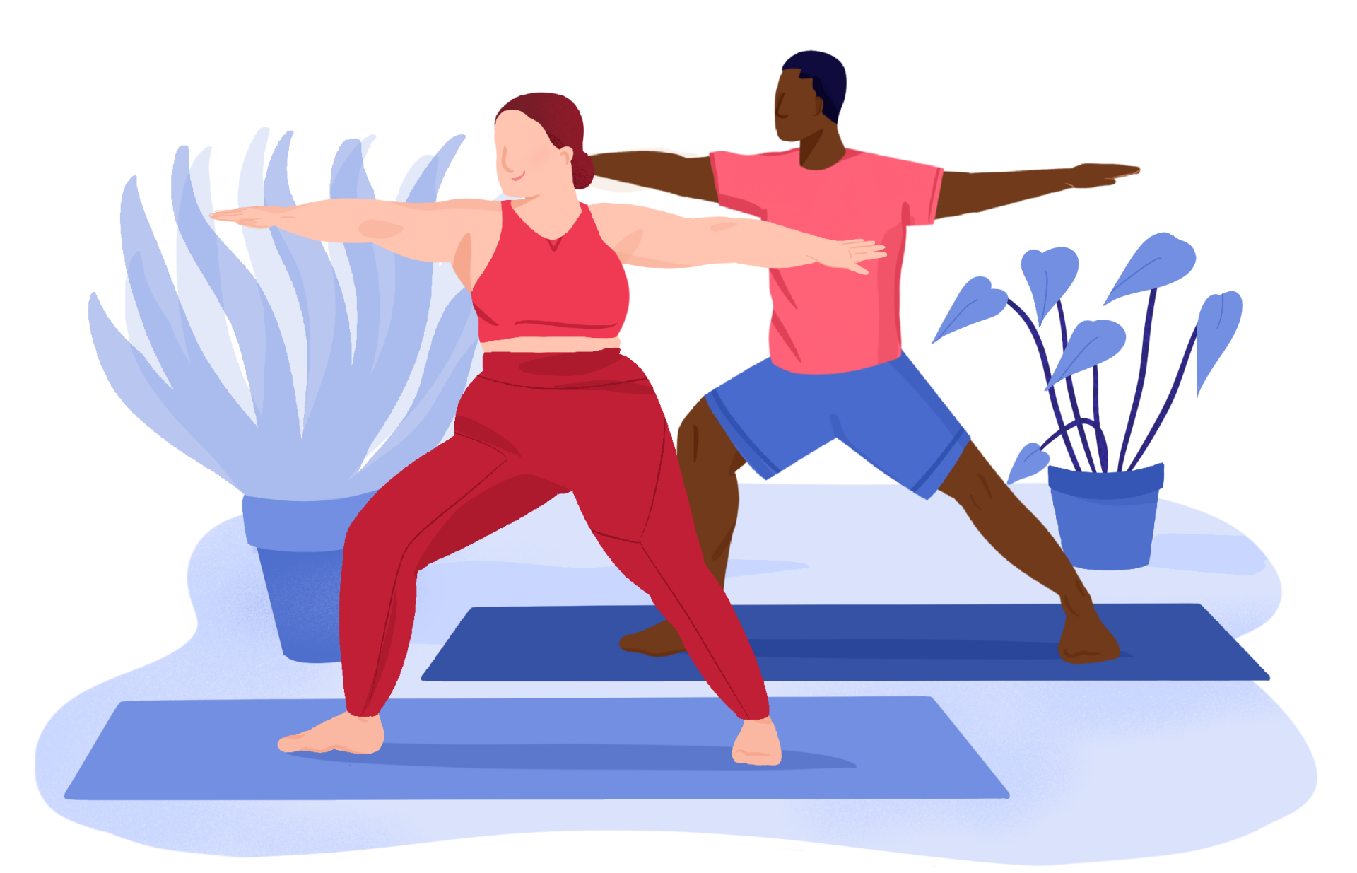 illustration d'une femme et d'un homme faisant du yoga