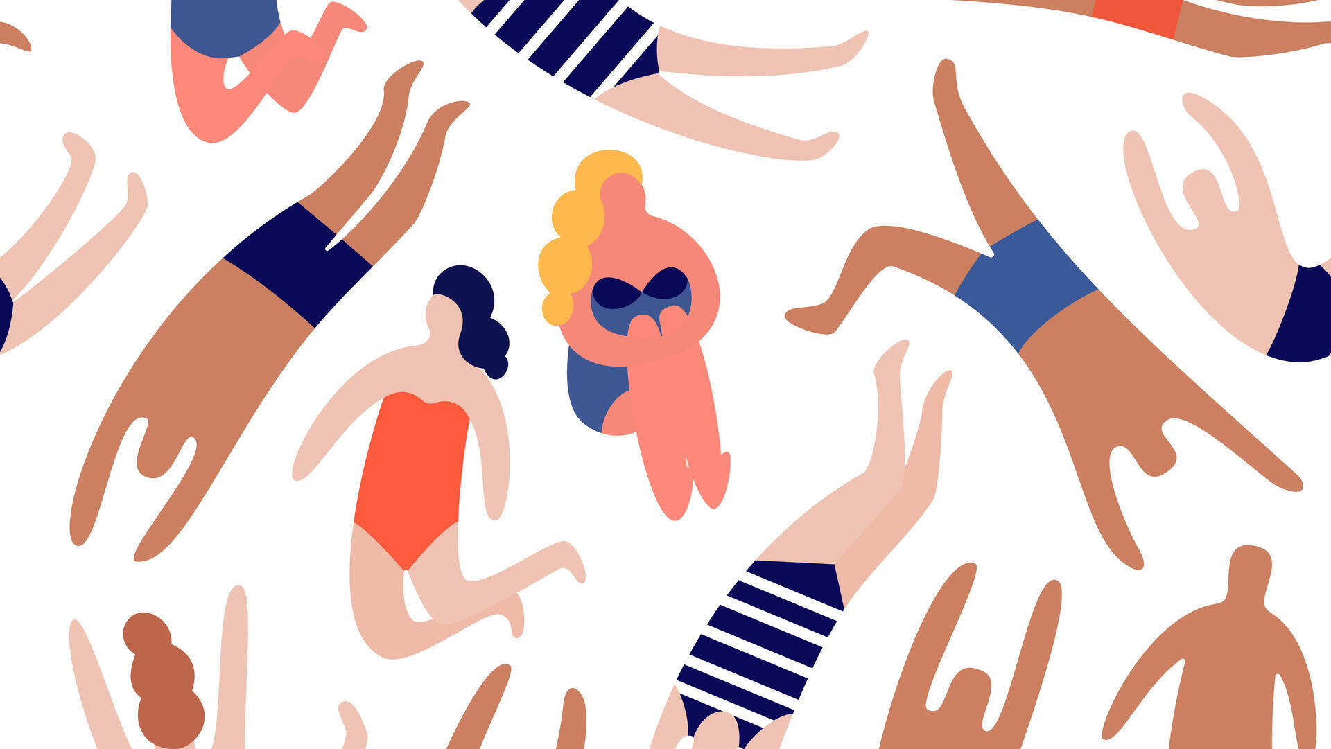 Ensemble de personnes en maillot de bain
