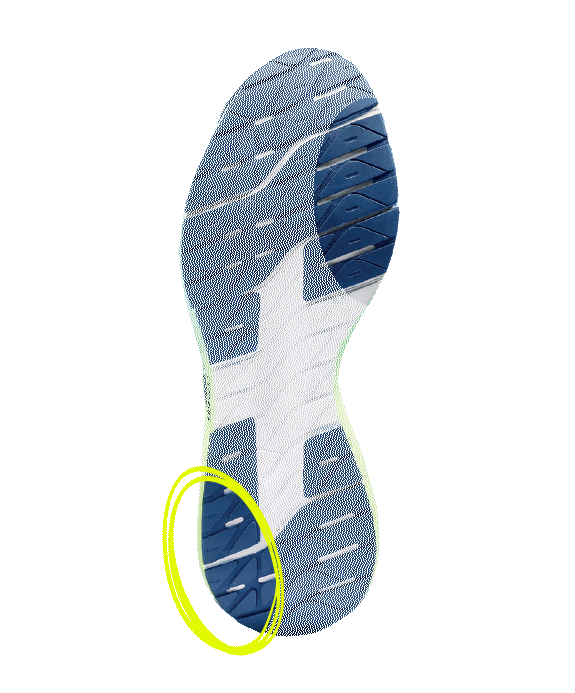 Semelles de chaussures de running d'un coureur pronateur