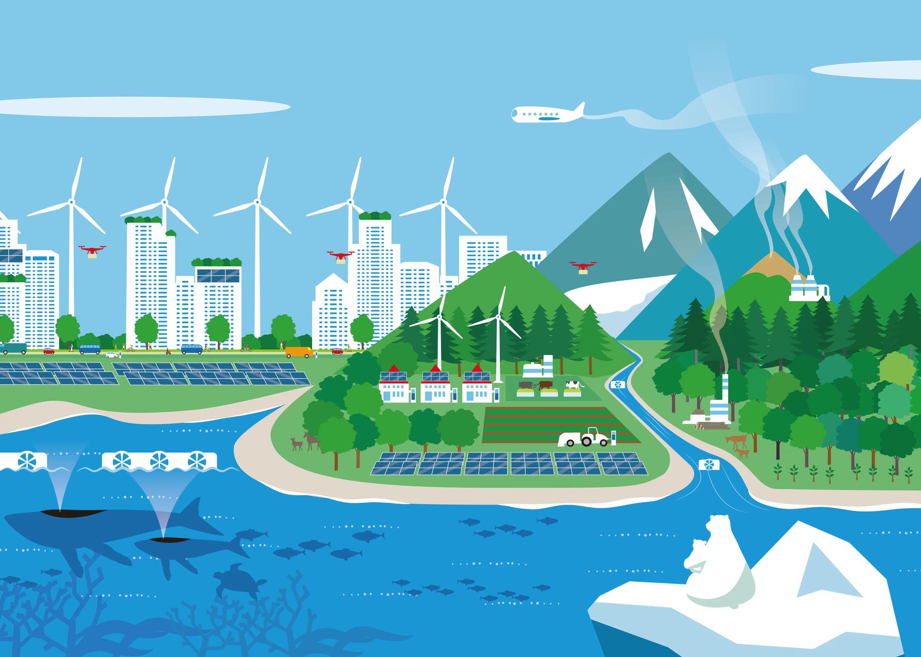 Illustration renewable energy cities