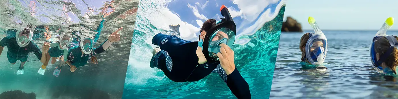 various images of people snorkeling