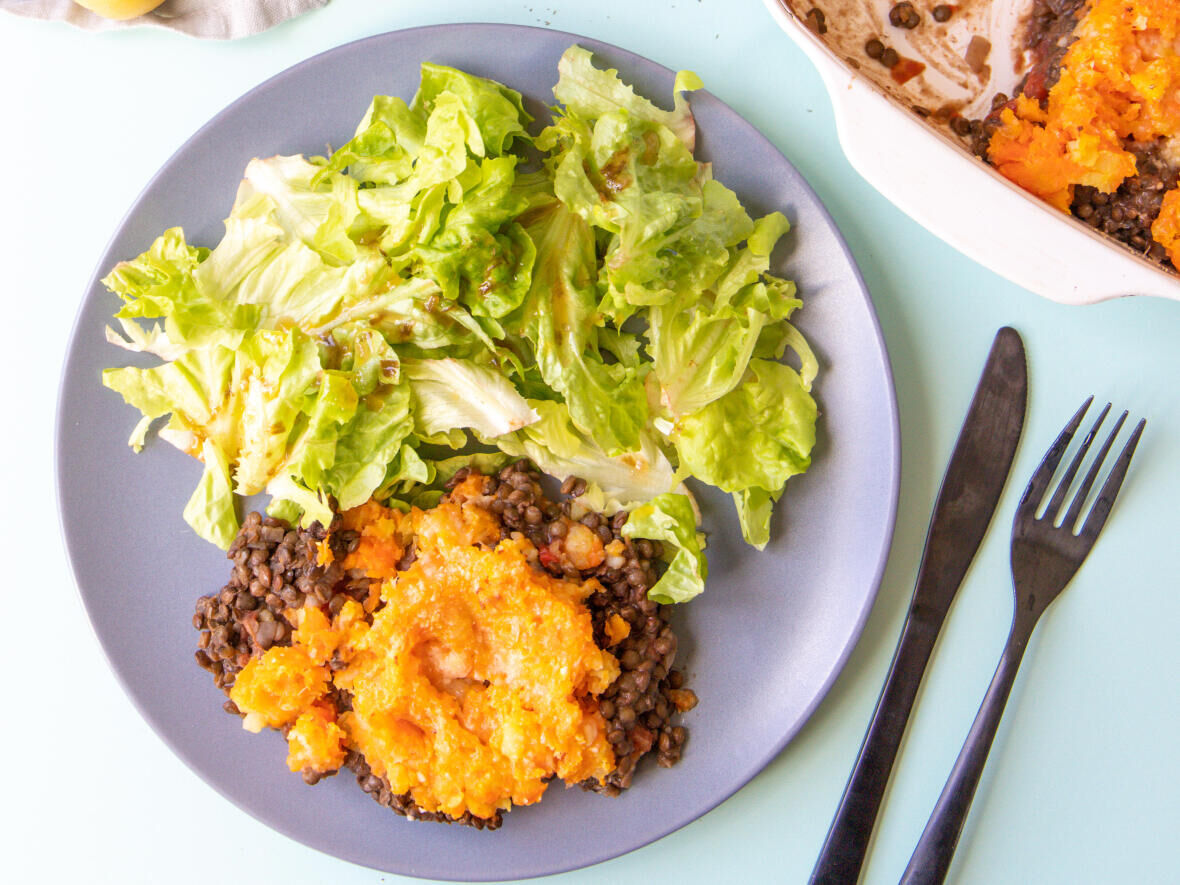 Recette végétarienne : parmentier de lentilles