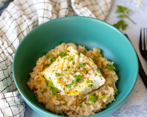 Recette healthy : risotto au curcuma et cabillaud