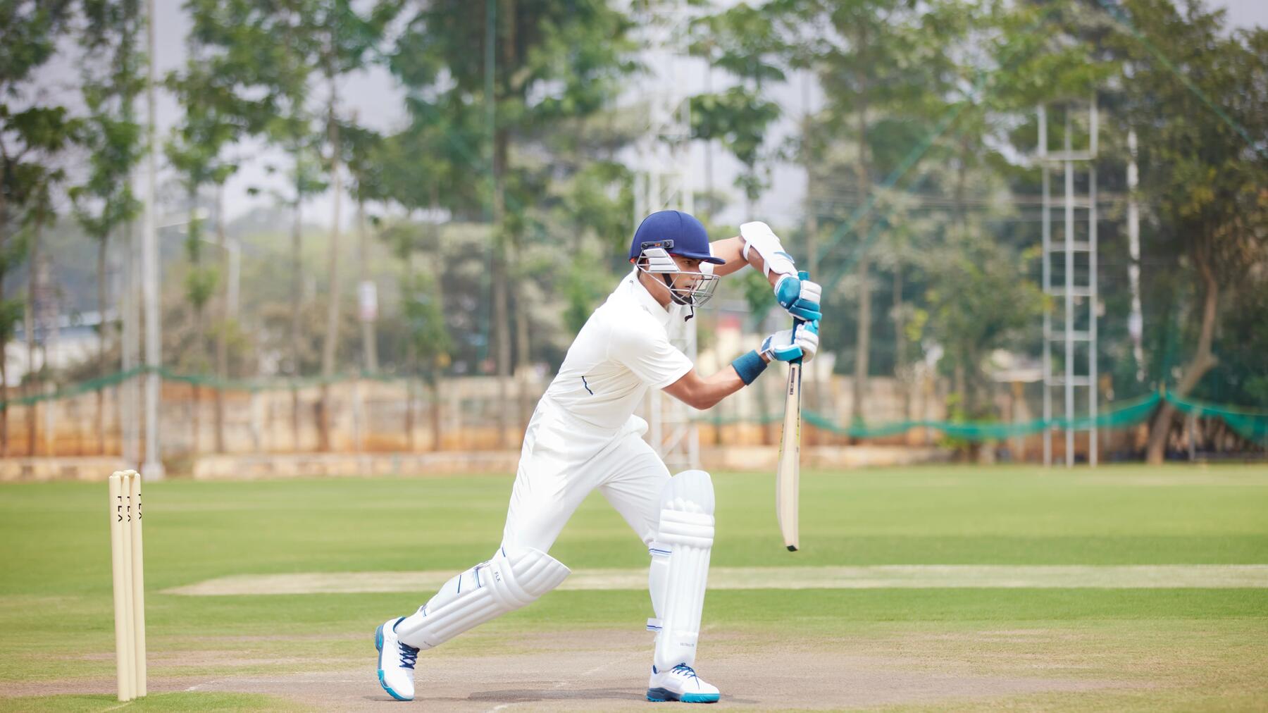 two kids and two adults playing cricket 