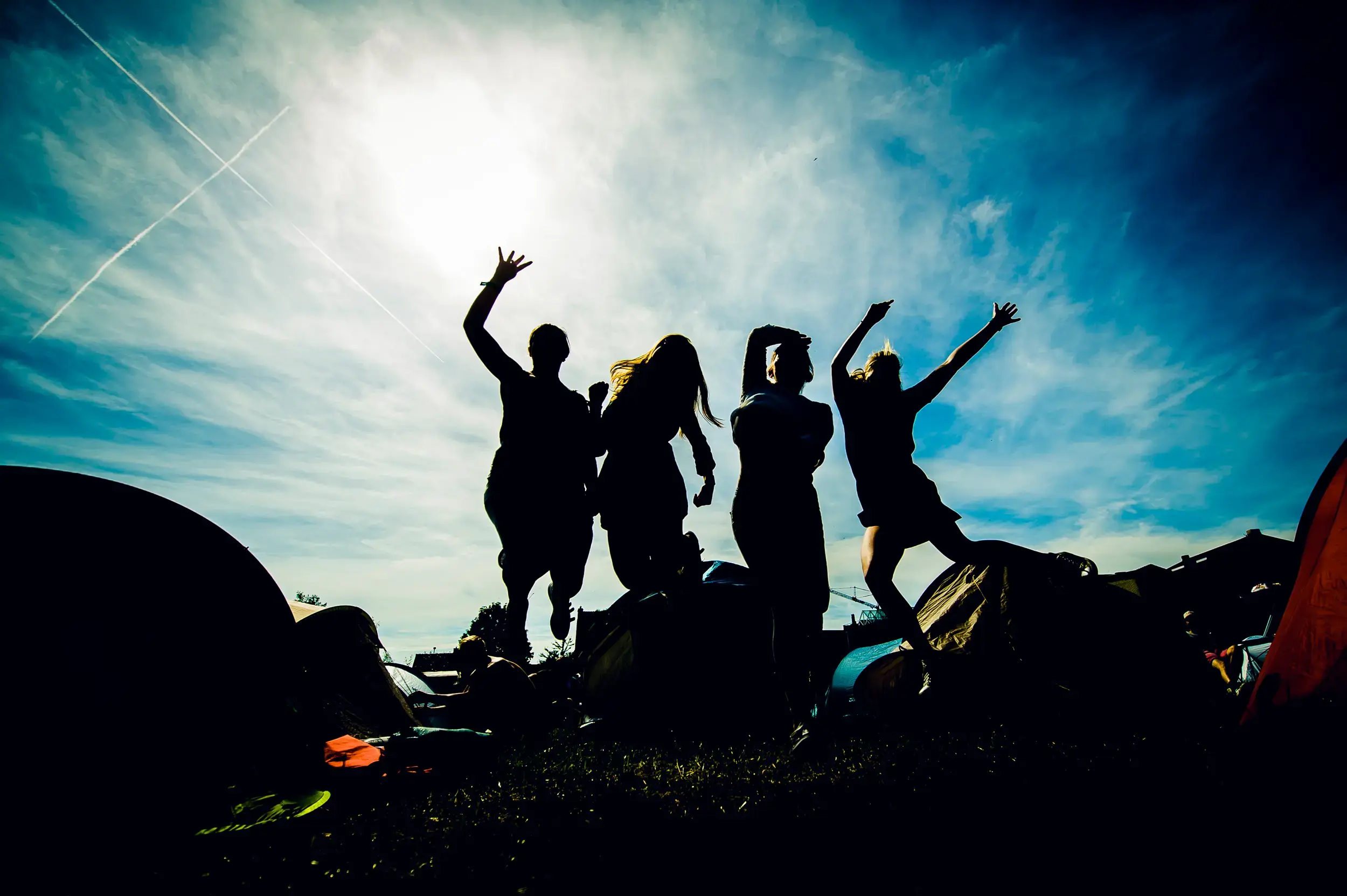 amigos no festival