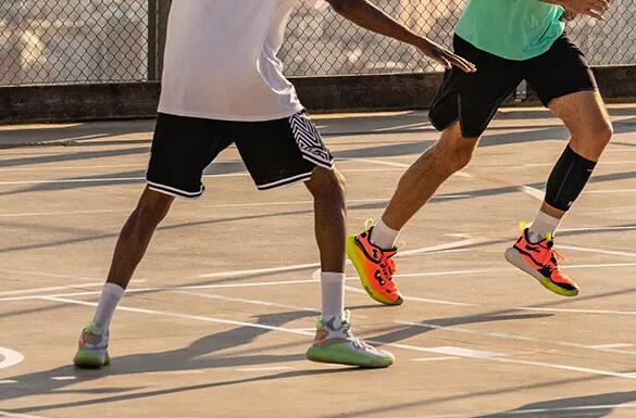 Close-up of players running