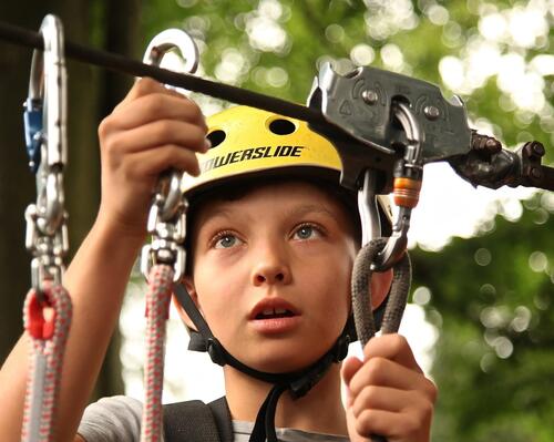 Close-up of climbing harness