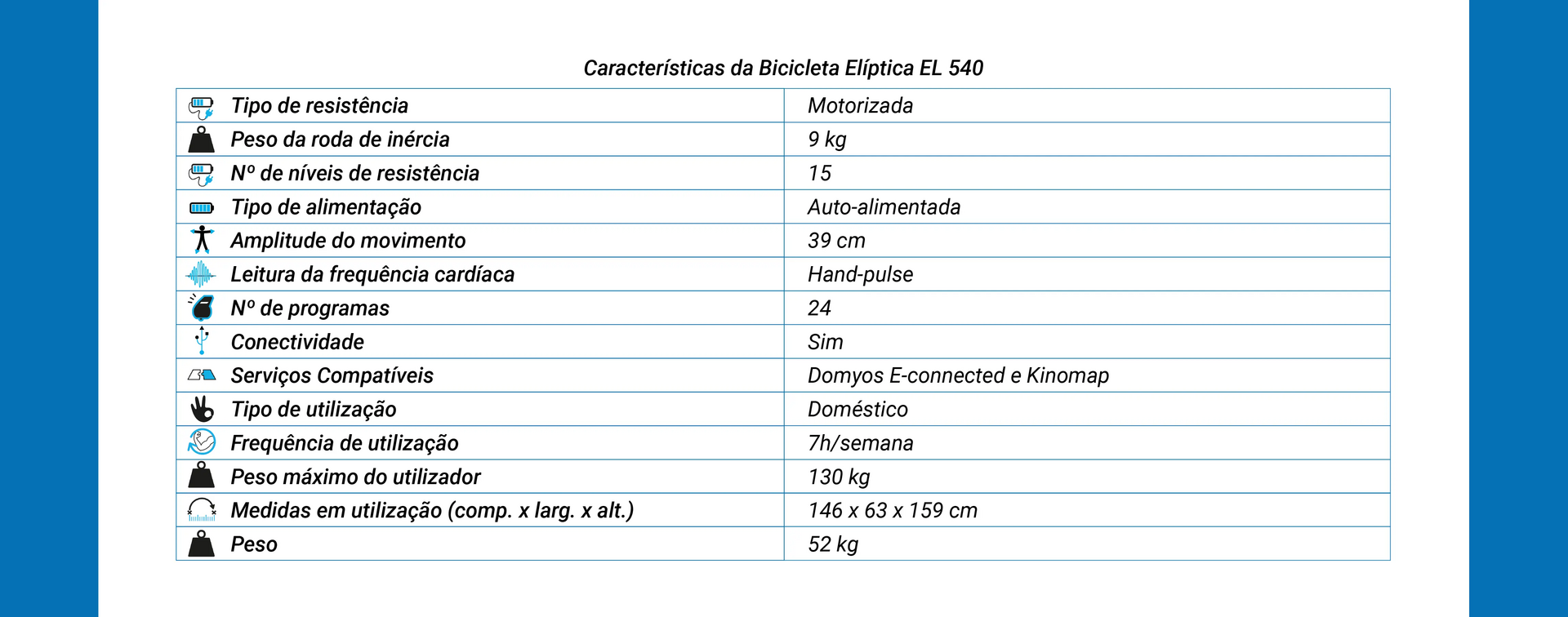 Bicicleta Elíptica EL540 Autoalimentada e Conectada