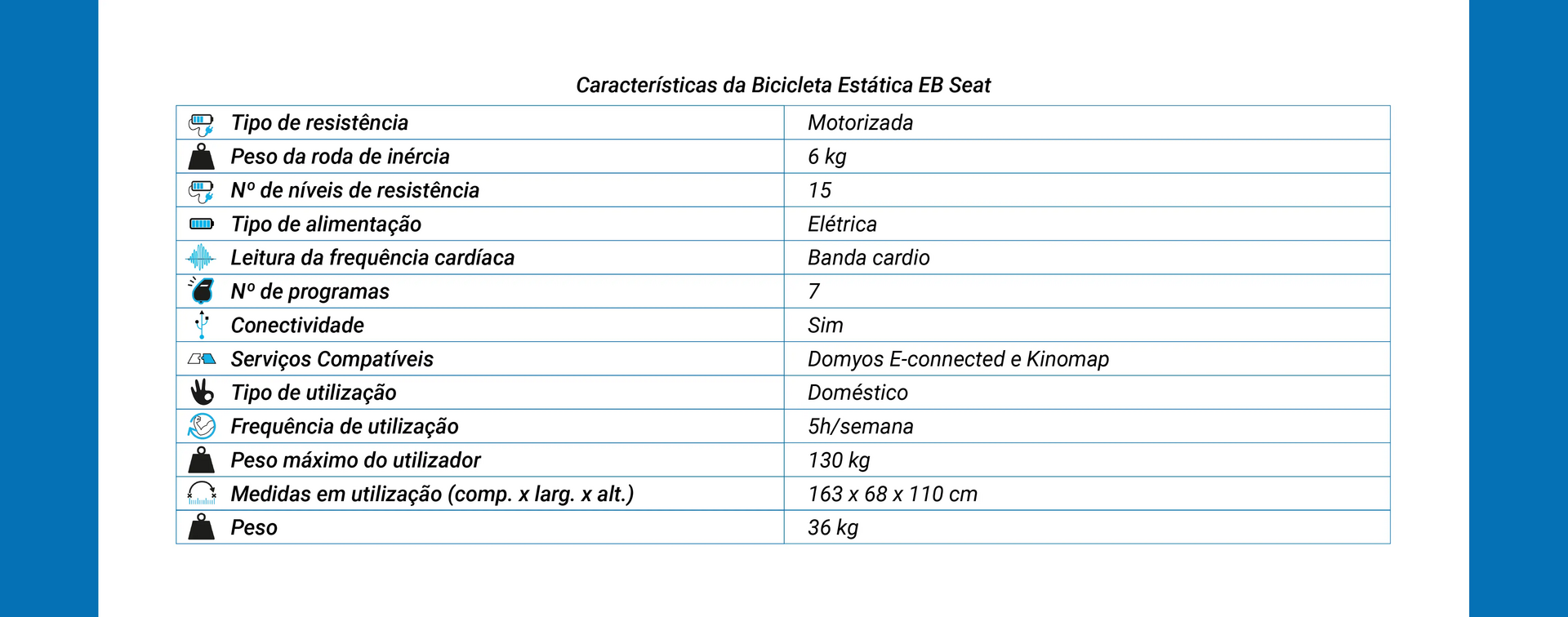 Bicicleta estática semi-alongada Domyos EB Seat conectada