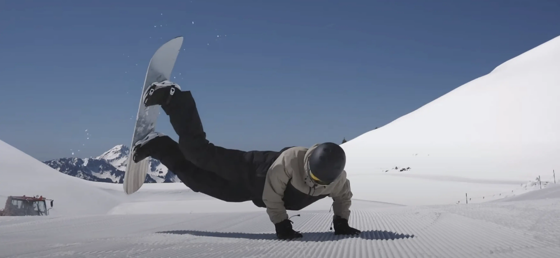 Doing snowboarding tricks