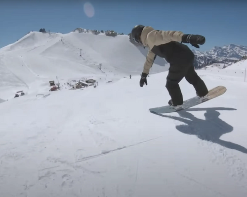 Man snowboarding in snow