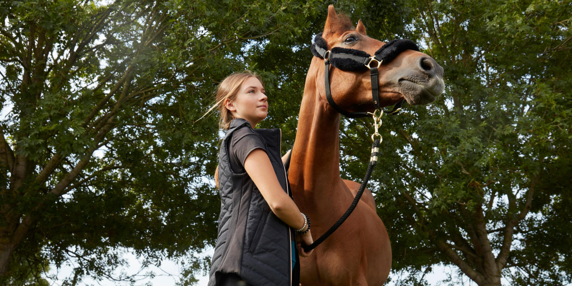 Portait duo d'une cavalière et son cheval