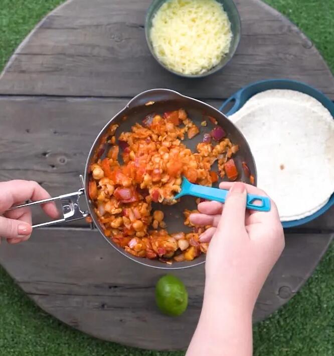 Mixing all of the ingredients in the pan