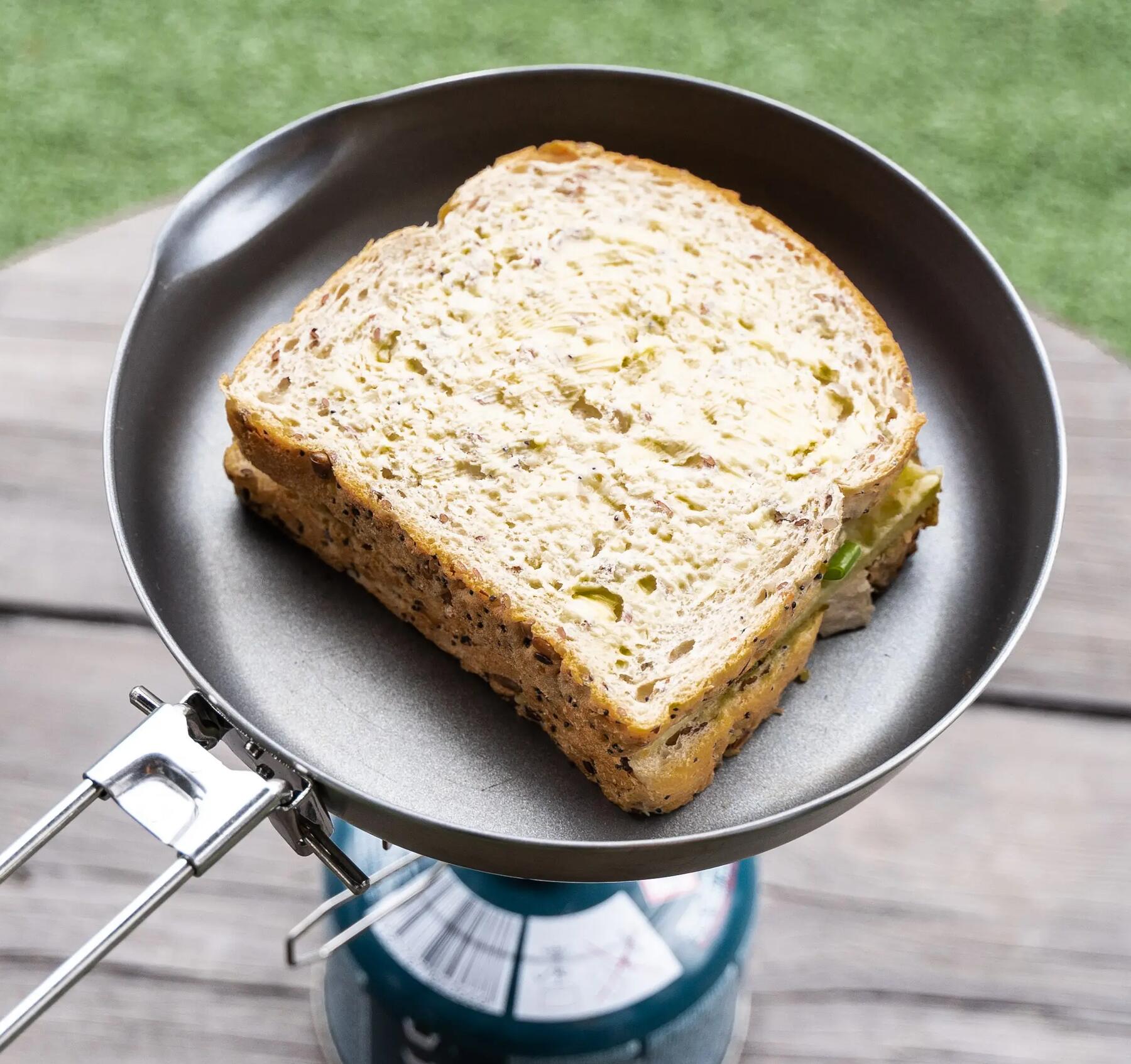 Frying the sandwich on the pan
