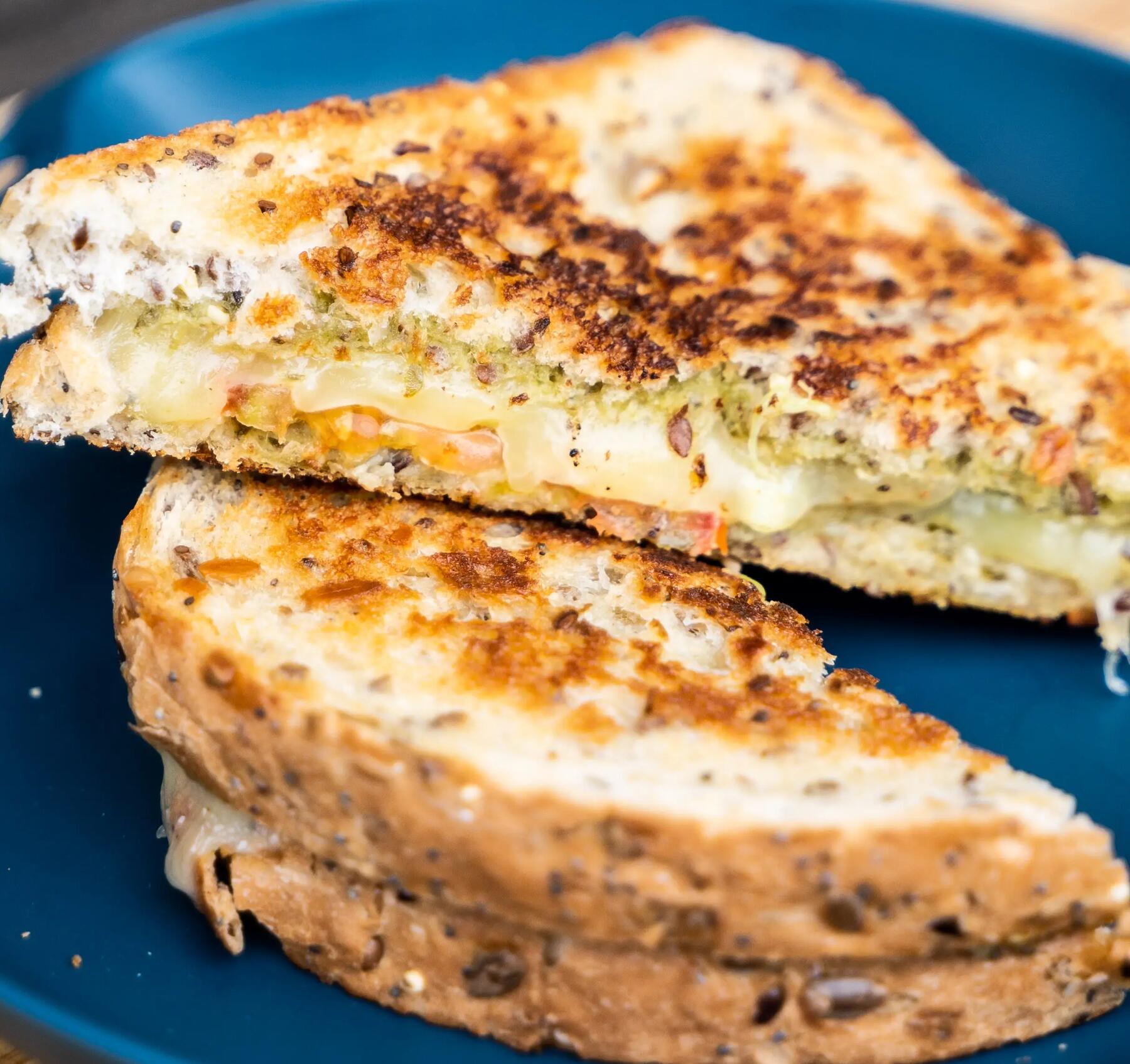 The sandwich served on a plate