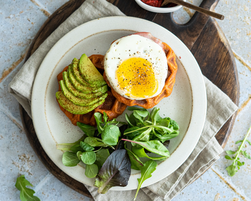 Combien de calories par jour : assiette contenant un oeuf sur le plat et de l'avocat