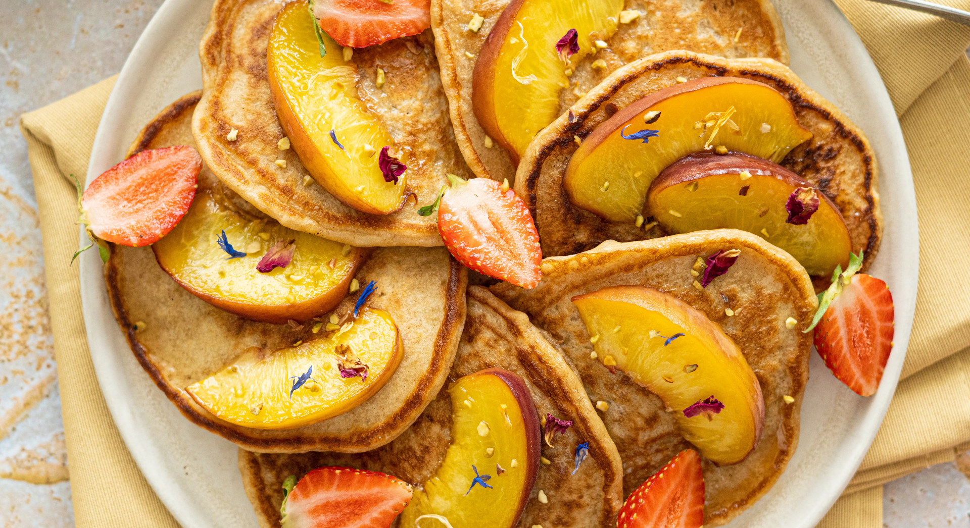 Pancakes pêches rôties