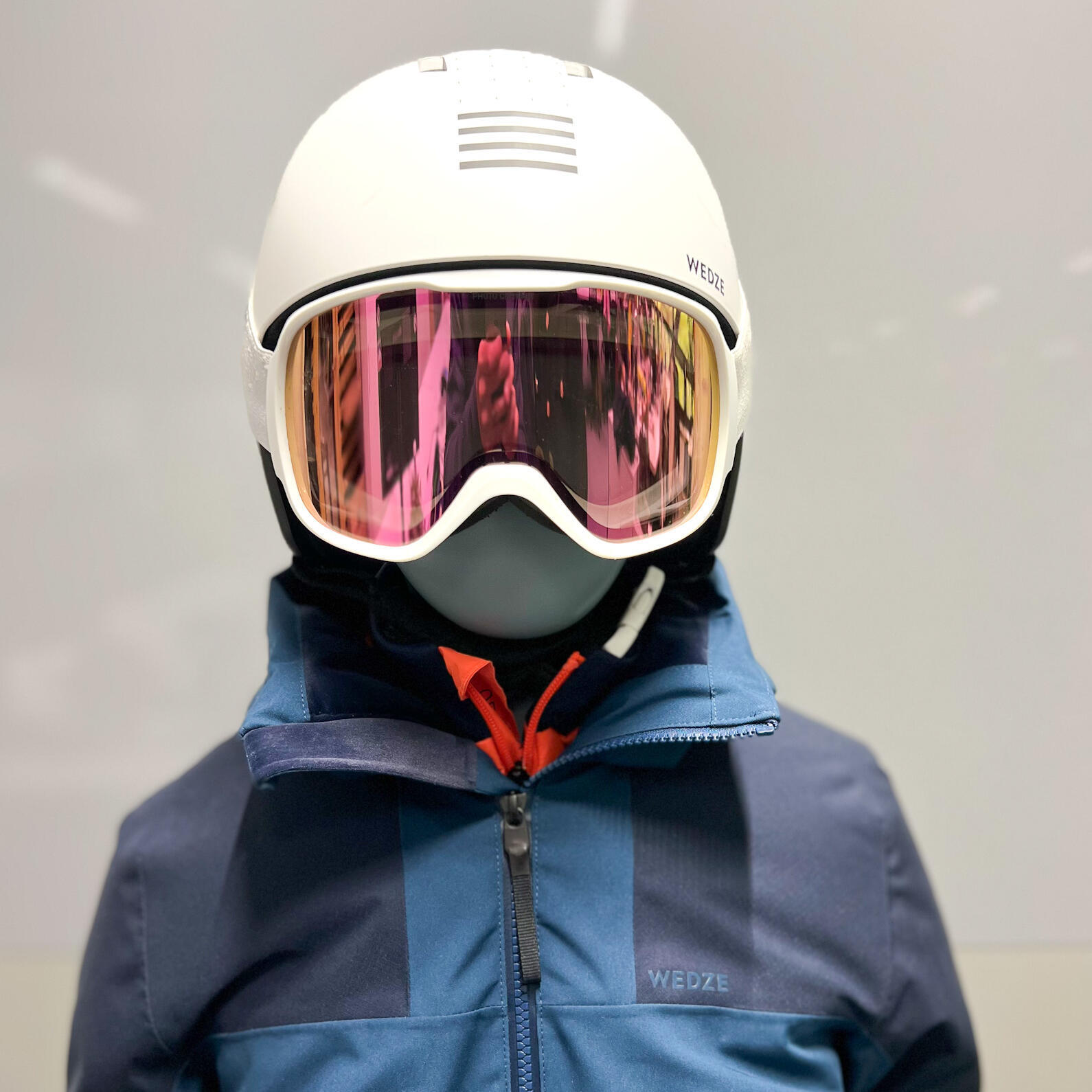 ski helmet and goggles